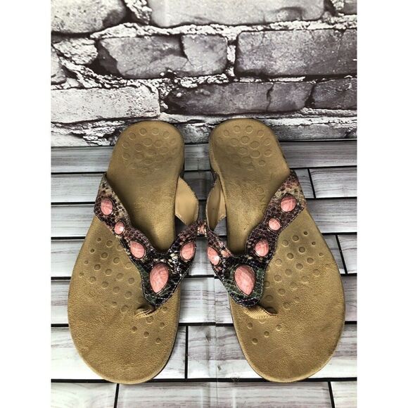 Vionic Eve 2 Jewel Pink Leather Snake Orthoheel Sandals Women's Sz 9M US/40EU - Picture 6 of 16